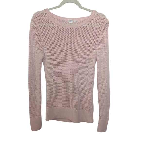 GAP Sweaters - Gap Boat Neck Open Knit Cotton Sweater Light Pink Size Medium
